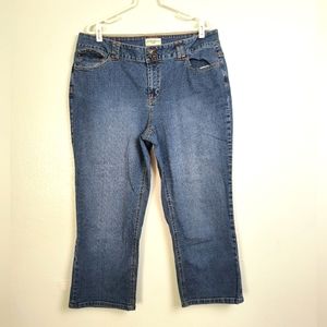 St John's Bay Stretch Denim Cropped Pant Women's Size 18W Medium Wash Faded